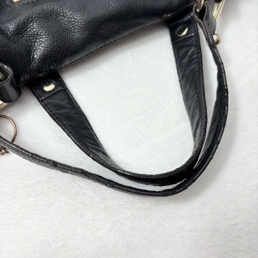 B Makowsky Large Black Genuine Leather Handbag‎ Lombard Satchel